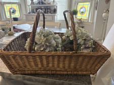 Brown Wicker Rectangular Basket w/ Handles Freestanding 17 x 5 x 5 1 Comp
