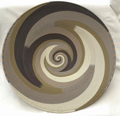 Großer Vintage Zulu Telefon Drahtgeflecht Korb Schale Volkskunst Südafrika 41 cm T