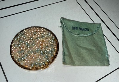 Vintage Elgin American Pearl Compact 1940 s 1950 s  American Beauty Company