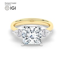 Princess Diamond Trilogy Ring 18k Yellow Gold Labgrown 5.50 Ct Solitaire