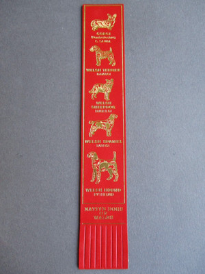 Leder LESEZEICHEN Native Dogs of Wales Welsh Corgi Terrier Sheepdog Spaniel ROT