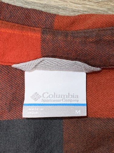 Men's COLUMBIA Long Sleeve Button Front Red Plaid Flannel Shirt Sz Medium Cotton - Picture 4 of 6