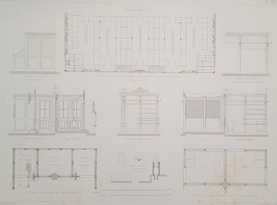 Halles Centrales Paris   Plate 33   c.1850 Double Elephant Architectural Folio