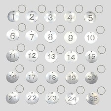 Stainless Steel Numbered Tags Metal Round ID 23mm, Silver