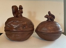 pair Vintage Ceramic *Squirrel on a Walnut* C...