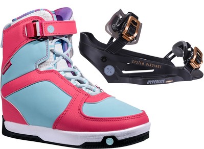 HYPERLITE Wakeboard Set Wakeboardbindung SYSTEM LOWBACK 2025 inkl. ARIES Boots