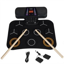 Electronic Drum Pad for Kids Beginner with Screen, 9 Pad Roll-Up Electric Dru...