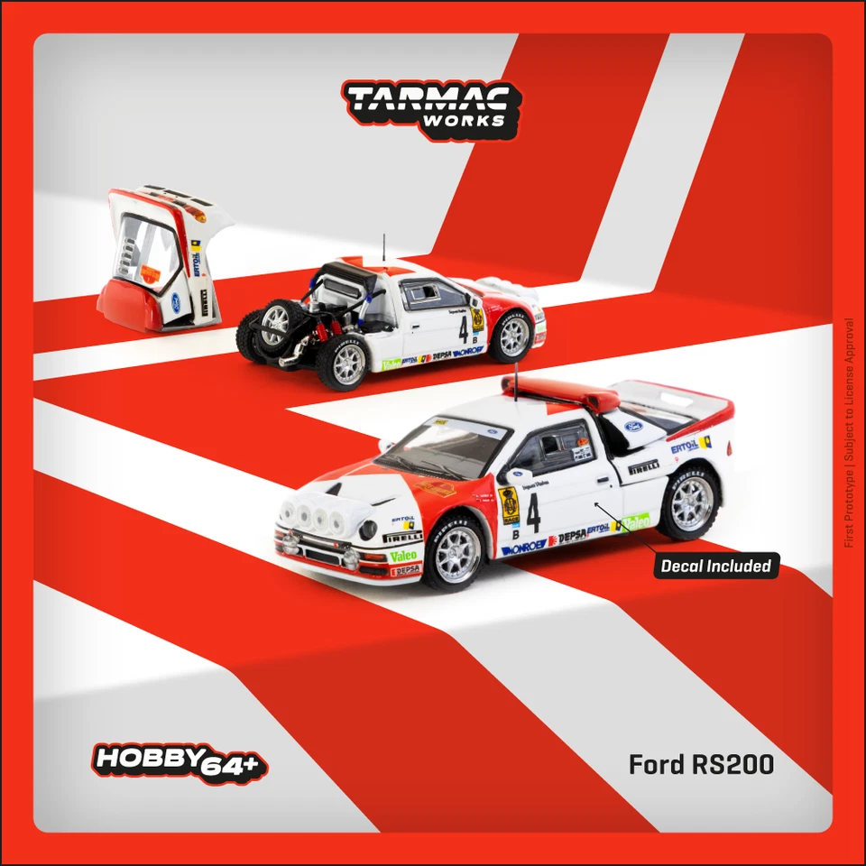 Tarmac Works 1/64 Ford RS200 Rallye Catalunya 1986 Diecast Model Car - Photo 3/4