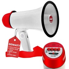 5 Core Megaphone 30W Bull Horn PA Speaker w 800 Yards Range Loud Siren Voice Amp