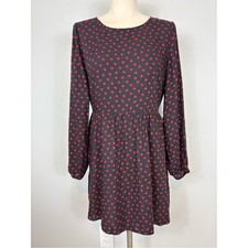 Reformation Black Heart Angie Mini Dress Sz M Babydoll