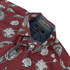 Ted Baker Men's 100 Cotton S/S Button Shirt Burgundy/Black Floral   Size 5
