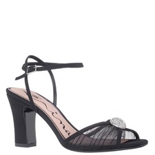   Nina ALLYCE Ankle-Strap Heels in Black Mesh w/a Crystal-Pav  Dome Accent NIB