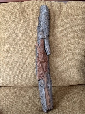 Native American Wood Carving 1 Face Hand Carved And Initialed #26 ROG