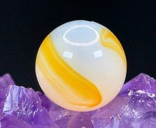 PRETTY Vintage Akro Agate Corkscrew Marble - Translucent Orange - .63"