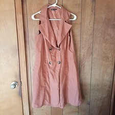 Shein Brown Sleeveless Trench Style Dress Women’s Size XL Double Breasted