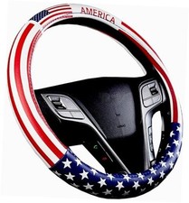 Leather Auto Steering Wheel Cover, Fashion Flag Style Car Steering Wheel