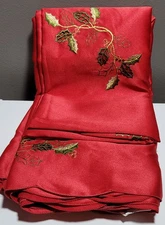 Poinsettia Holiday Christmas Table Cloth 60'x120" Embroidered Bed Bath Beyond