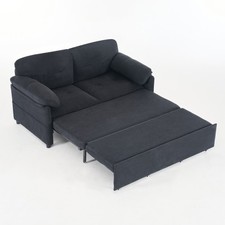 Queen 3-in-1 Pull Out Sofa Bed, Chenille Loveseat with Thick Cushions  Storage