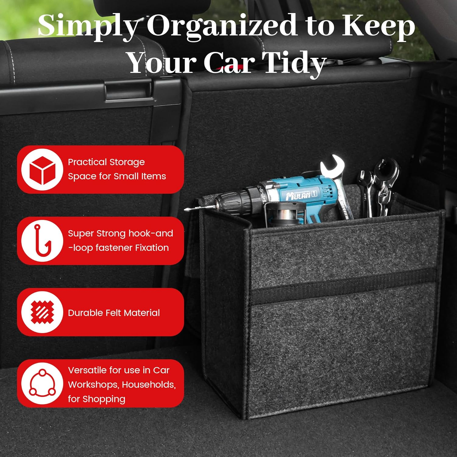 Car Boot Organiser Bag anti Slip Foldable| Car Boot Tidy for Tools Breakdown Eme view 2