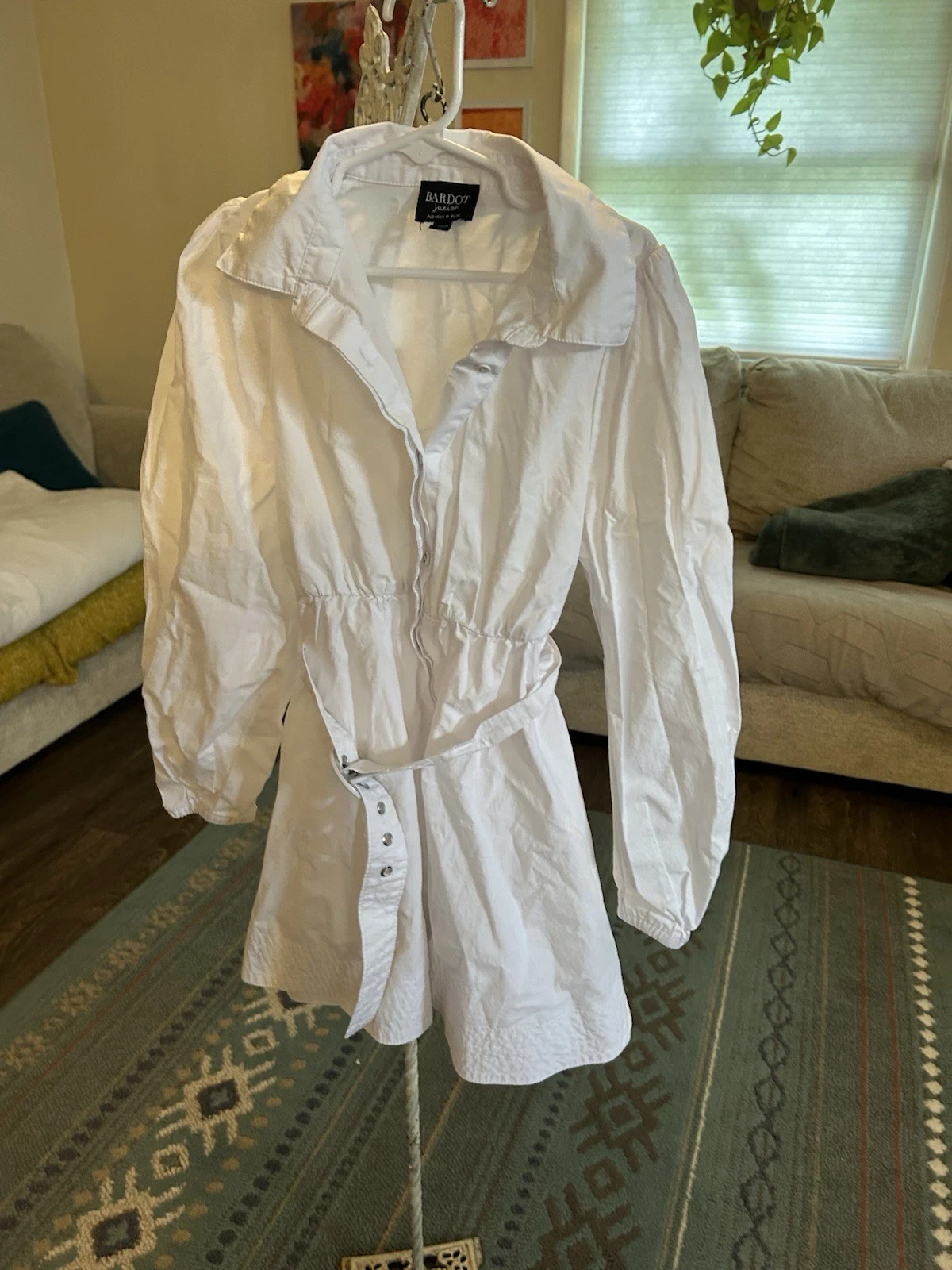 Bardot Junior Girls White Buckle Dress Button Up Size 10 EU/140