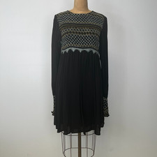 Free People Dress Women Small Embroidery Lined Sheer Smock Work Party Core Ex
