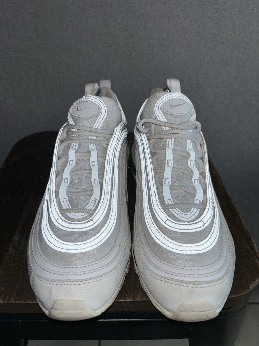 Nike Air Max 97 Triple White Metallic Silver Shoes Size 6.5Y