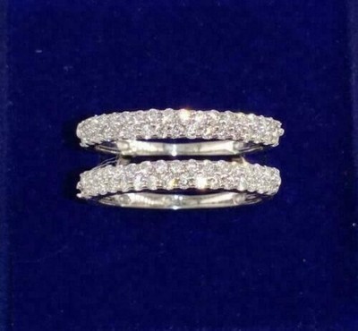 Wedding Enhancer Ring 2Ct Round Cut Simulated Diamond In 14K White Gold Plated