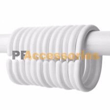 12 Pcs Set Plastic Bathroom Shower Curtain Rings Hooks White Rustprooof