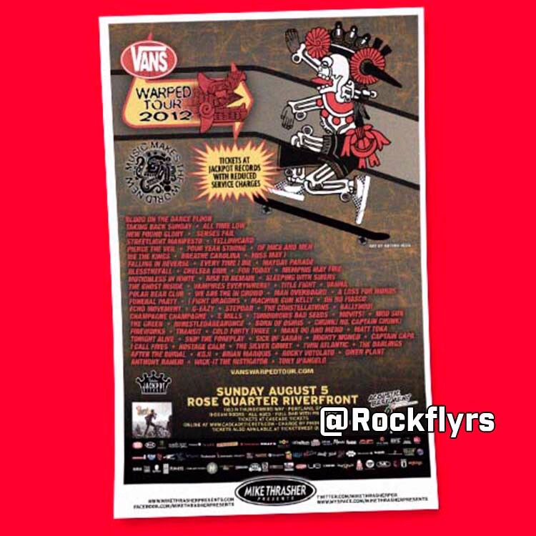 VANS WARPED TOUR 2012 Concert Promo 11x17 Street Poster. Portland Oregon.