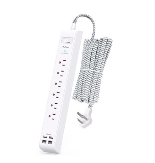 Surge Protector Power Strip with 4 USB Ports 2 USB-C 6 AC Outlets, 10 ft White-image