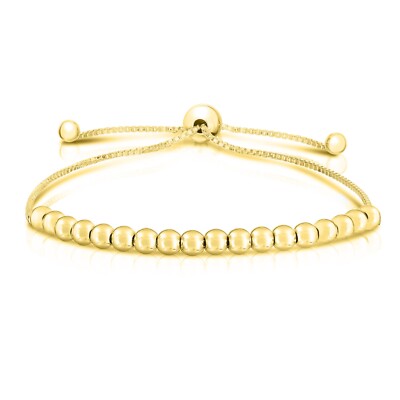 Elegantes Armband 925 Sterling Silber Gold verstellbar Bolo Perlen für Damen - Geschenk