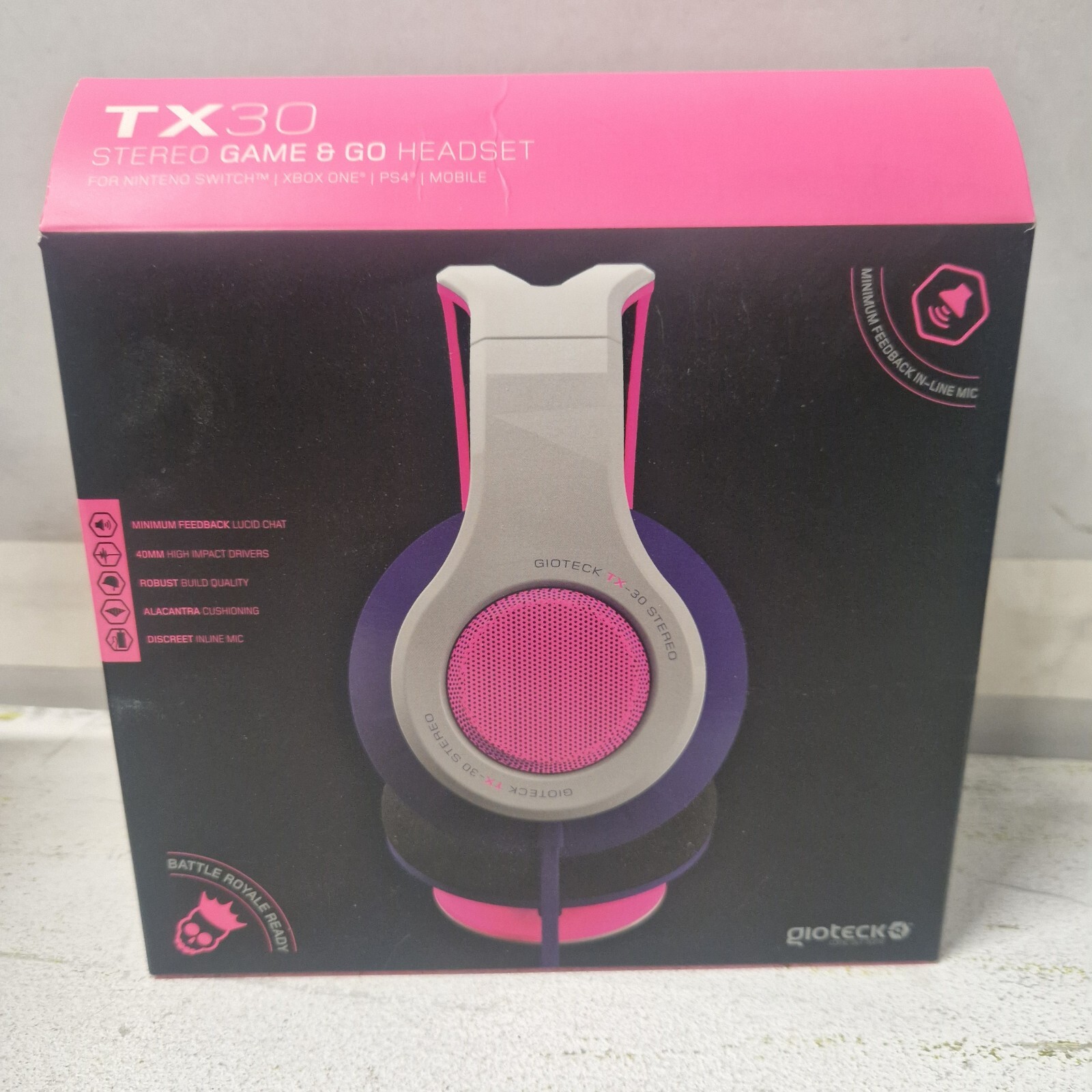 Gioteck TX30 Pink Stereo Gaming Headset New