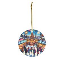 Hanging Ceramic Christmas Tree Ornament - Winter Market of Celebrations