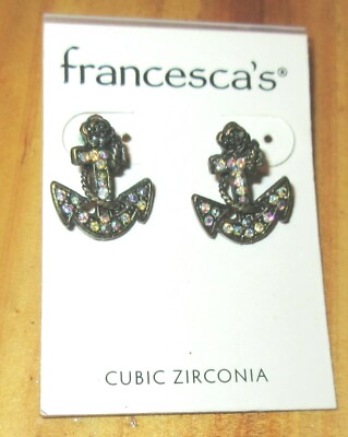 new FRANCESCAS ANCHOR gold tone metal cubic zirconia Earrings drop pierced