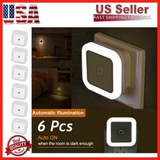 6-Pcs Plug-in LED Night Lights Lamp Dusk to Dawn Sensor Hallway Kitchen Bathroom