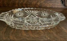 Vintage Clear Glass Divided Relish or Candy Dish With Handles