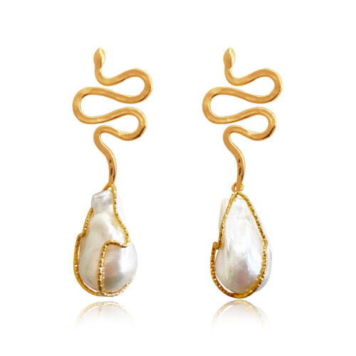 Culturesse L 'amour 24K Luxury Baroque Pearl  Drop Earrings - Picture 1 of 10