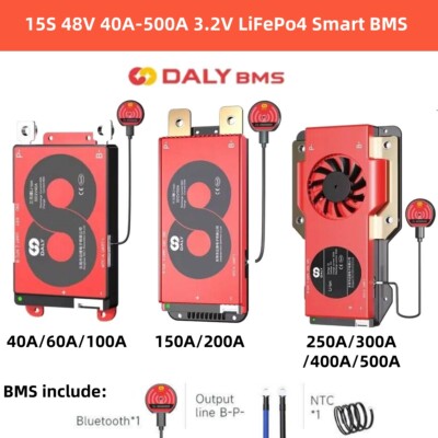 Daly BMS 15S 48V 40A-500A 3.2V LiFePo4 Smart BMS Common Port with Balance lot