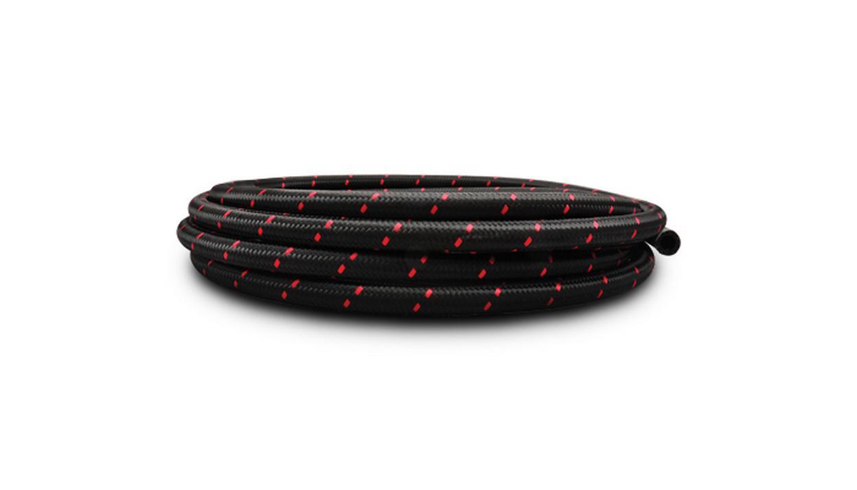 Vibrant Performance 11980R 20ft Roll of Black Red Nylon Braided Flex