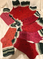 Cashmere Handmade Novelty Watermelon Pink Green Soft Bed Socks Womens S-M L XL