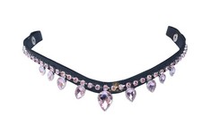 Light Pink Stone Clear Crystal Leather Snap Bling browband for Bridle.