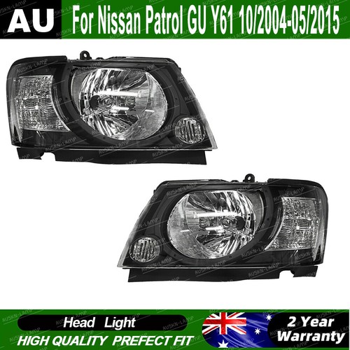 For Nissan Patrol GU4+ Y61 10/2004-2015 Black Smoked Pair LH+RH Headlights Lamp - Picture 4 of 6