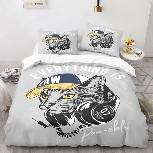 Cats Quilt Duvet Cover Pillowcase Pets Bedding Set Single Double King Size Hot - Picture 12 of 63