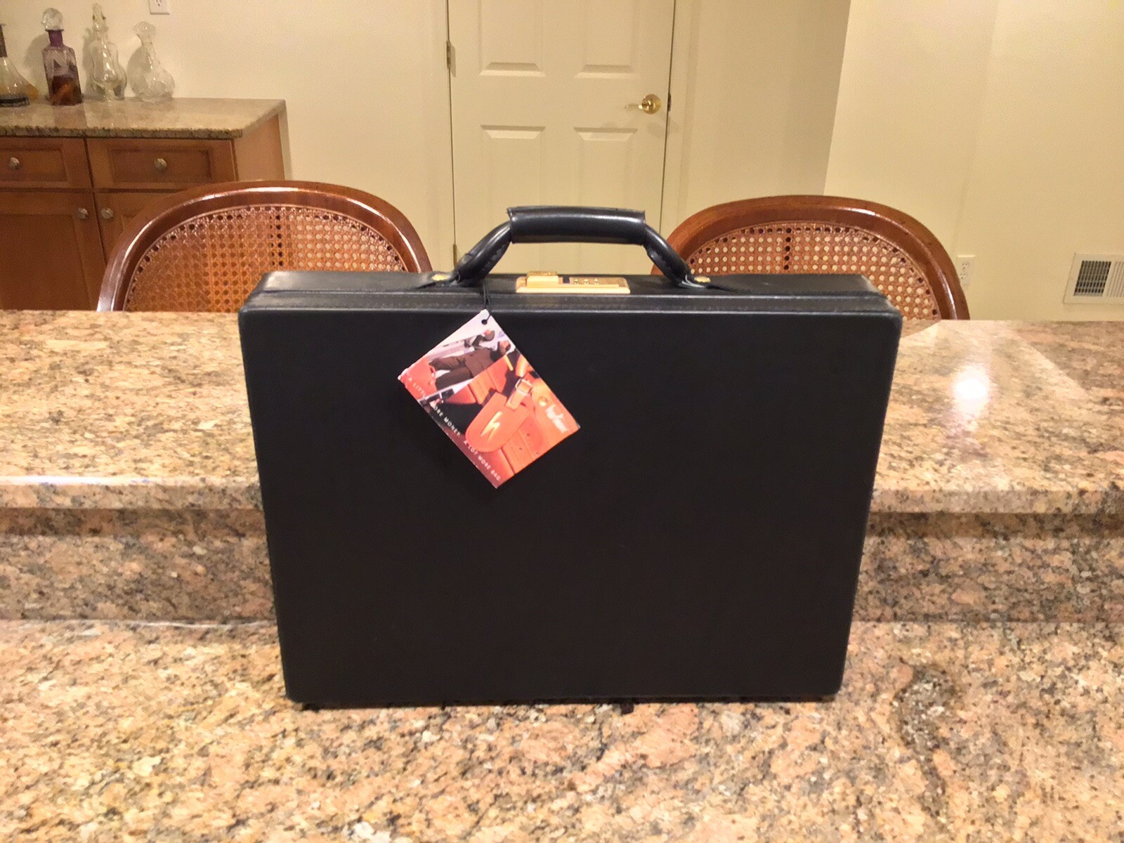 Rare Hartmann Black Leather Hard Side Briefcase - NOS Vintage image 2