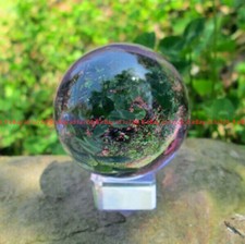 Asian Rare Natural Quartz Purple Magic Crystal Healing Ball Sphere 40mm  Stand