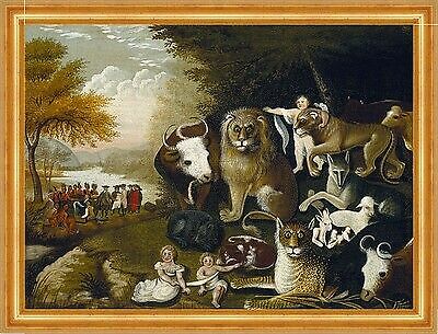 The Peaceable Kingdom Edward Hicks Indianer Kühe Ziegen Land B A3 01565 Gerahmt