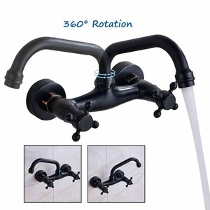 Schwarz Wandmontage Bad Wasserhahn Hochdruck Badezimmer