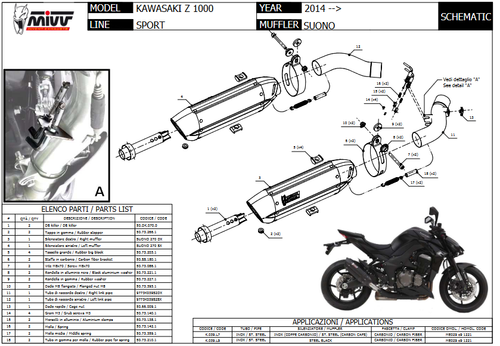 Echappement Kawasaki Z 1000 2017 Pot Mivv Suono Noir Exhaust de Moto K039L9 - Photo 3/3