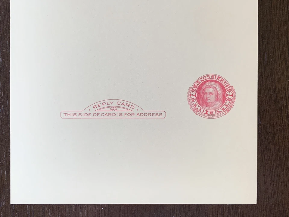 EARLY U.S. POSTAL CARD 2C GEORGE WASHINGTON WITH 2C MARTHA WASHINGTON REPLY CARD - Image 2 of 4