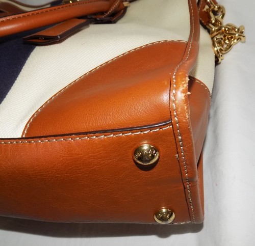 Michael Kors Hamilton Mono Stripe Canvas w/Leather Trim Tri-Color Satchel Bag - Picture 18 of 18